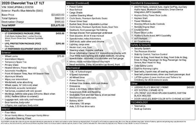 Used 2020 Chevrolet Trax LT w/ LT Convenience Package AWD/4WD image 4