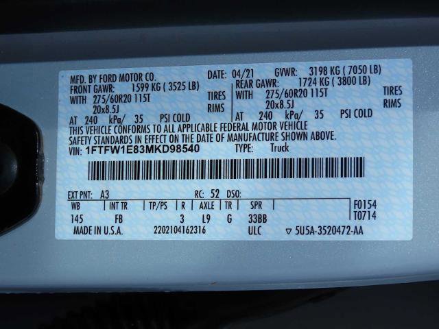 Certified 2021 Ford F150 XLT w/ Equipment Group 302A High image 39