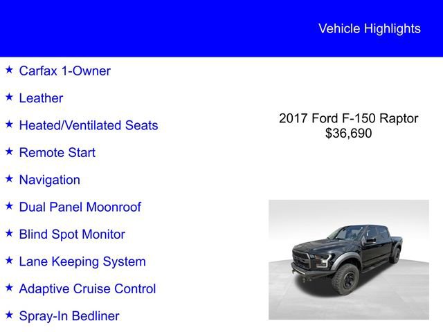Certified 2017 Ford F150 Raptor w/ Equipment Group 802A Luxury AWD/4WD image 2