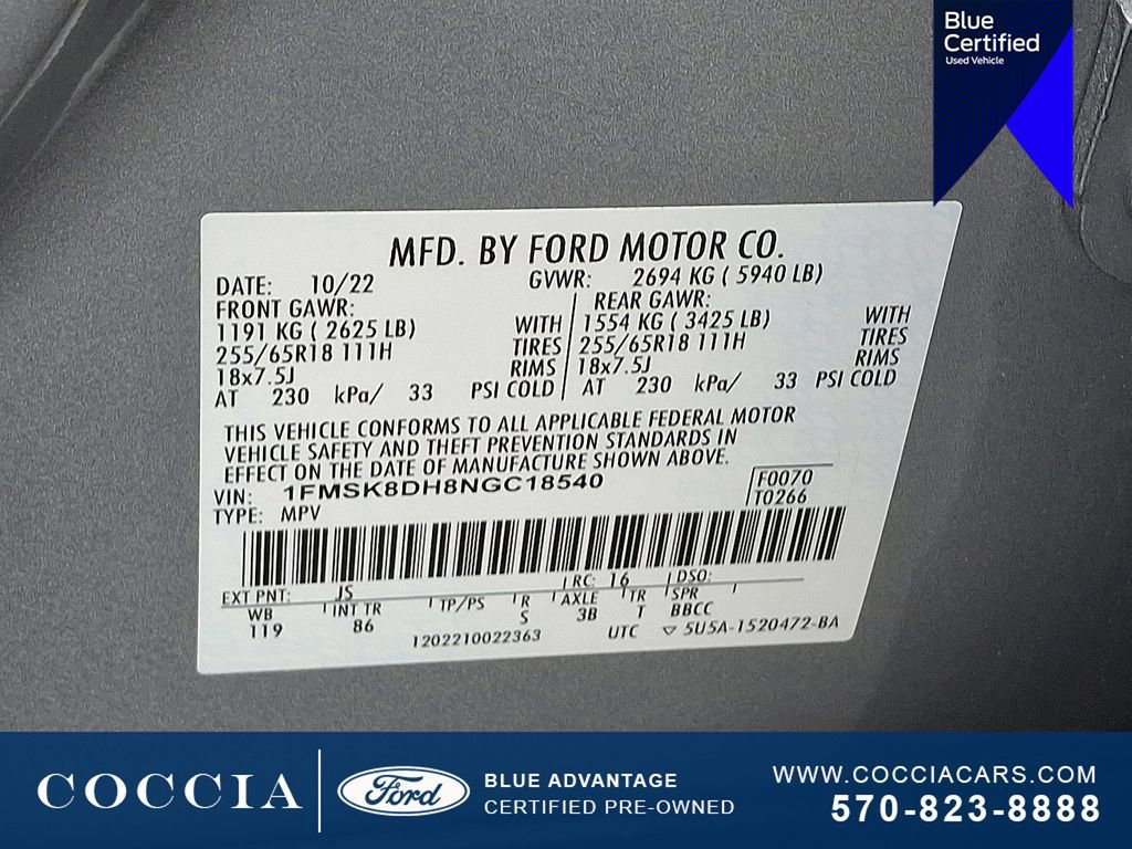 Certified 2022 Ford Explorer XLT AWD/4WD image 27