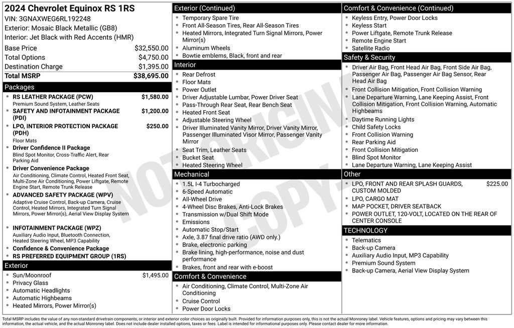 Used 2024 Chevrolet Equinox RS w/ RS Leather Package AWD/4WD image 37