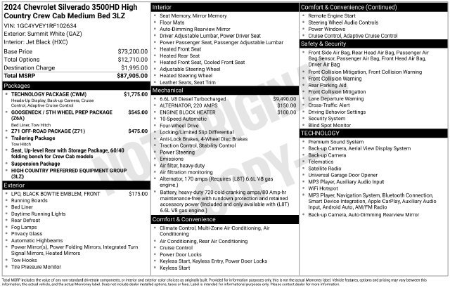 Used 2024 Chevrolet Silverado 3500 High Country w/ Technology Package AWD/4WD image 9