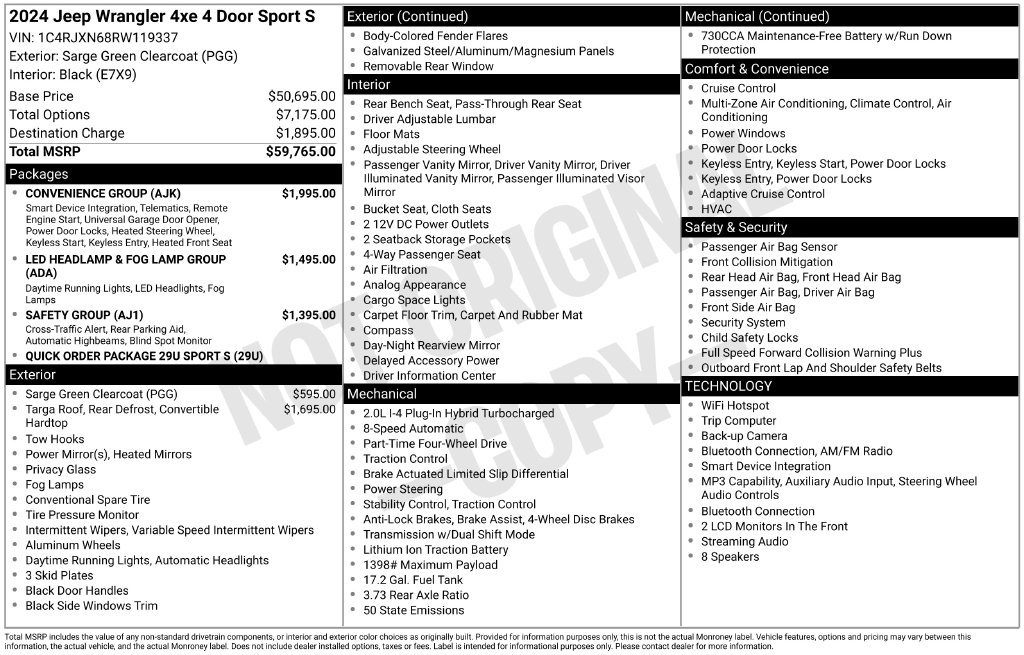 Used 2024 Jeep Wrangler Unlimited w/ Convenience Group AWD/4WD image 3