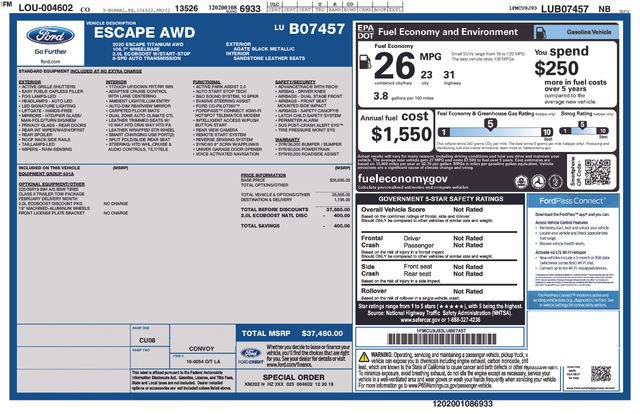 Certified 2020 Ford Escape Titanium image 38