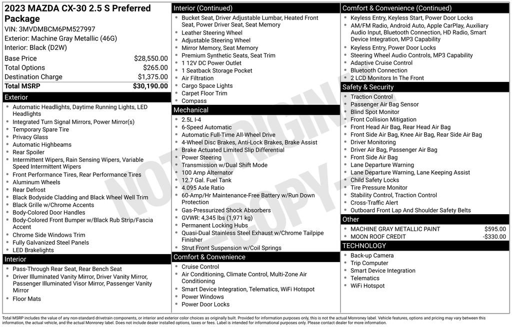 Used 2023 MAZDA CX-30 AWD 2.5 S w/ Preferred Package image 5