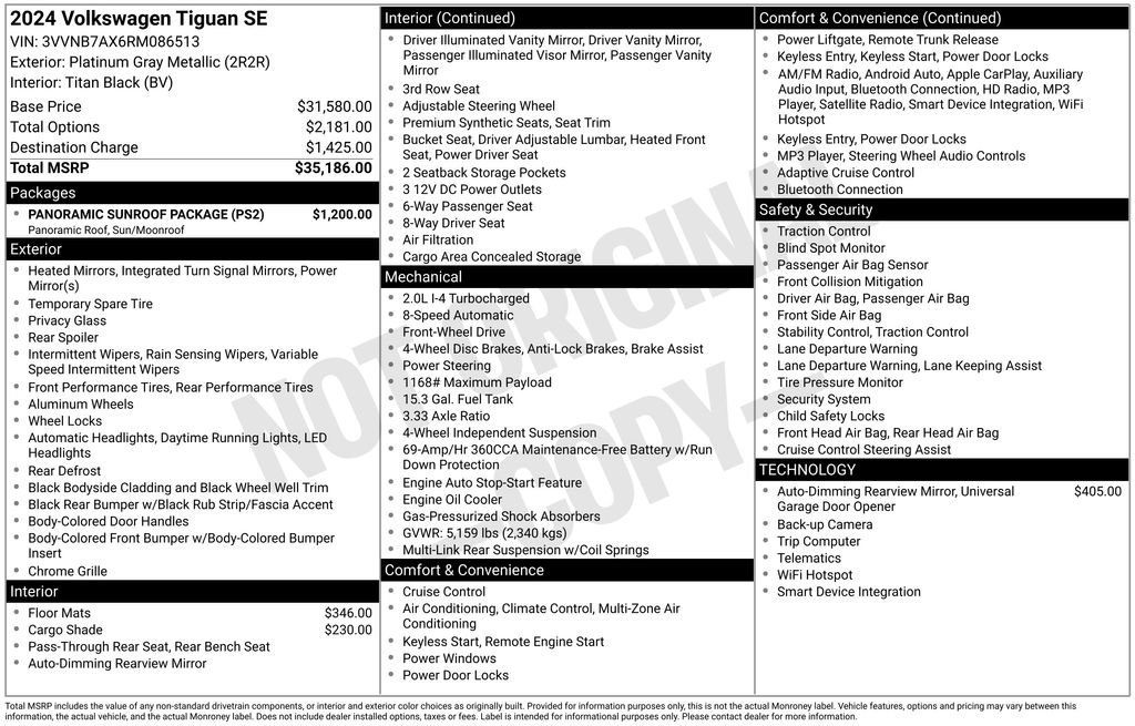 Used 2024 Volkswagen Tiguan SE w/ Panoramic Sunroof Package image 10