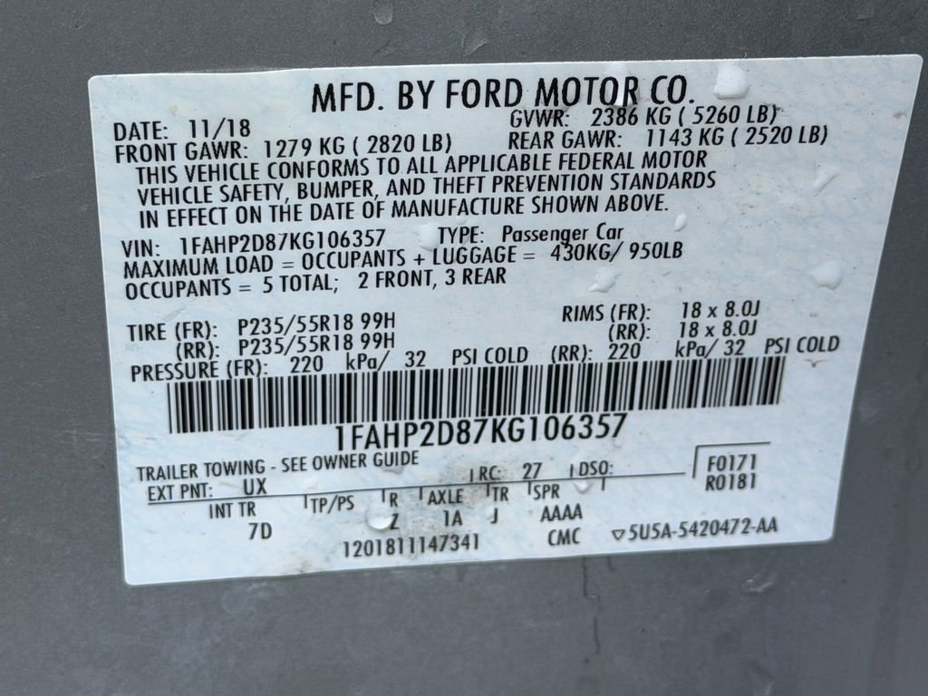 Certified 2019 Ford Taurus SE FWD image 29