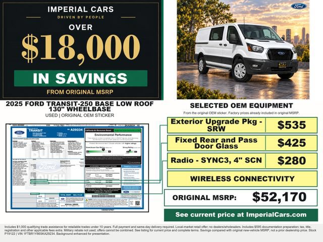 Certified 2025 Ford Transit 250 Low Roof w/ Exterior Upgrade Package RWD image 3
