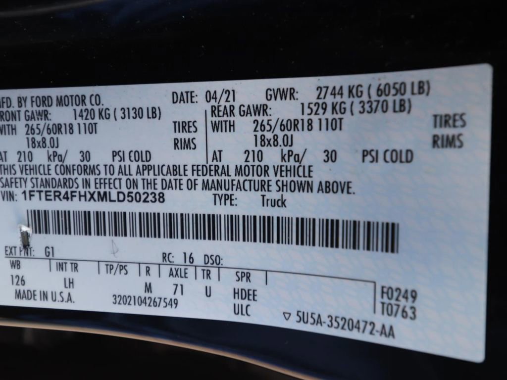 Certified 2021 Ford Ranger XLT w/ Equipment Group 302A High image 24