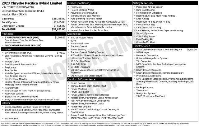 Used 2023 Chrysler Pacifica Limited w/ S Appearance Package FWD image 3