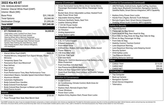 Used 2022 Kia K5 GT w/ GT1 Package FWD image 2