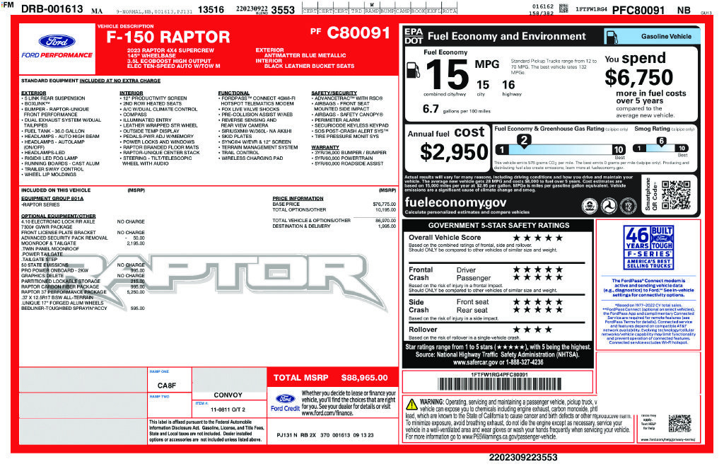 Certified 2023 Ford F150 Raptor w/ Raptor 37 Performance Package AWD/4WD image 30