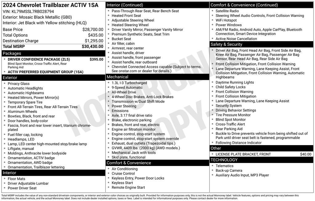 Used 2024 Chevrolet TrailBlazer ACTIV w/ Driver Confidence Package image 26