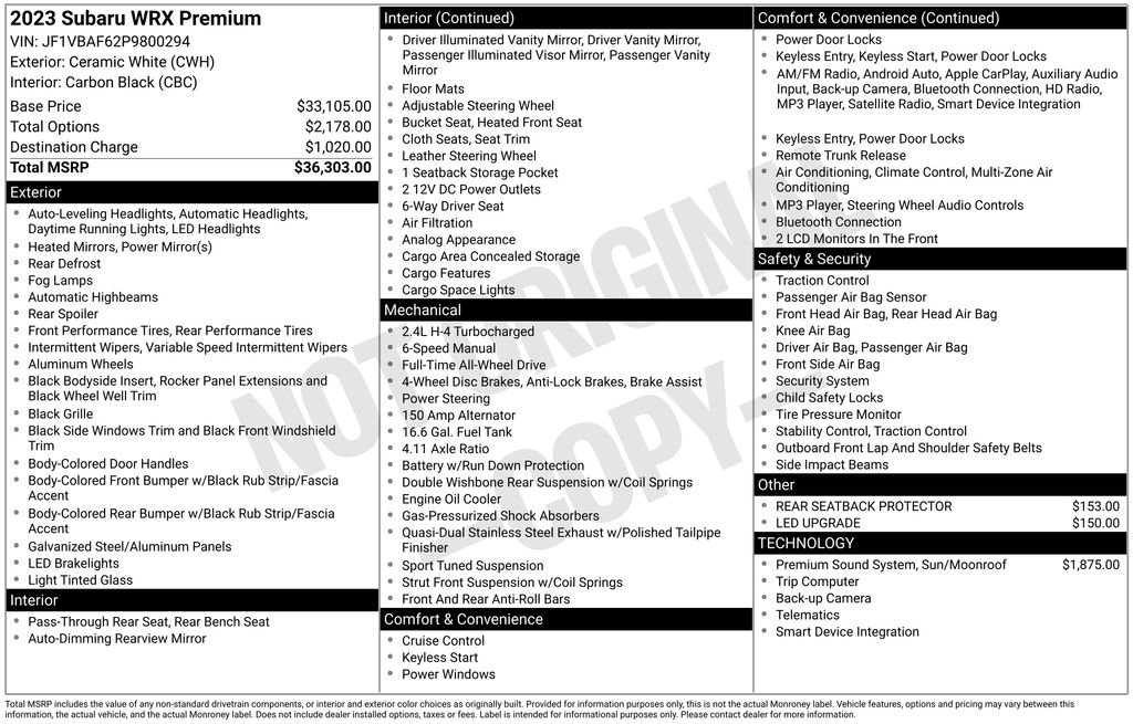 Used 2023 Subaru WRX Premium image 33