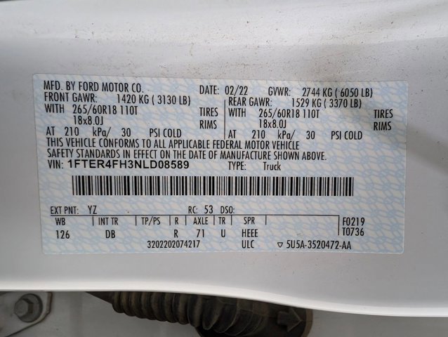 Certified 2022 Ford Ranger Lariat w/ Equipment Group 501A High image 9