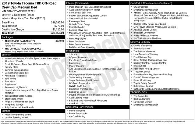 Used 2019 Toyota Tacoma TRD Off-Road w/ Technology Package image 33