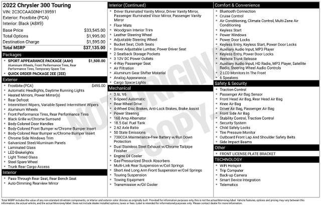 Used 2022 Chrysler 300 Touring w/ Sport Appearance Package image 29