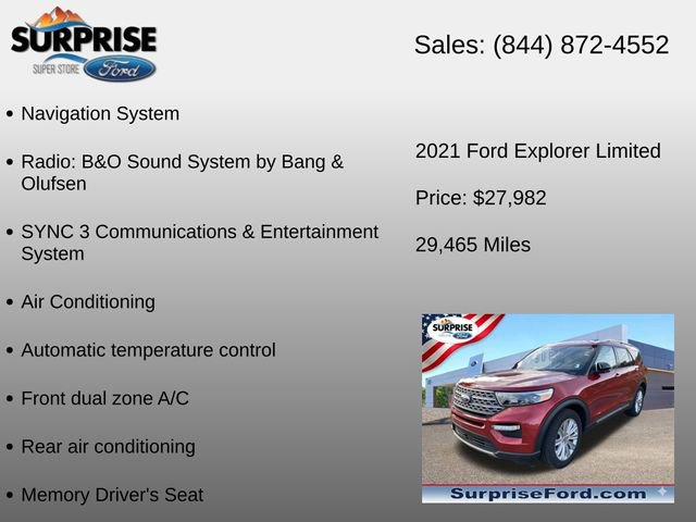 Certified 2021 Ford Explorer Limited w/ Equipment Group 301A RWD image 16