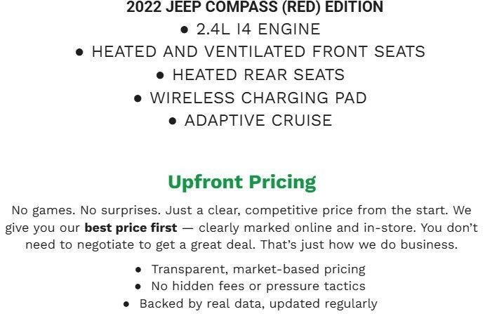 Used 2022 Jeep Compass Limited w/ (RED) Package AWD/4WD image 2