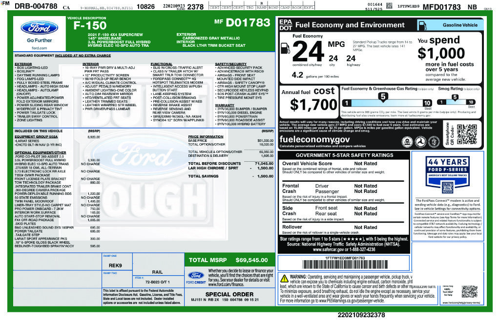 Certified 2021 Ford F150 Lariat w/ Equipment Group 502A High AWD/4WD image 3
