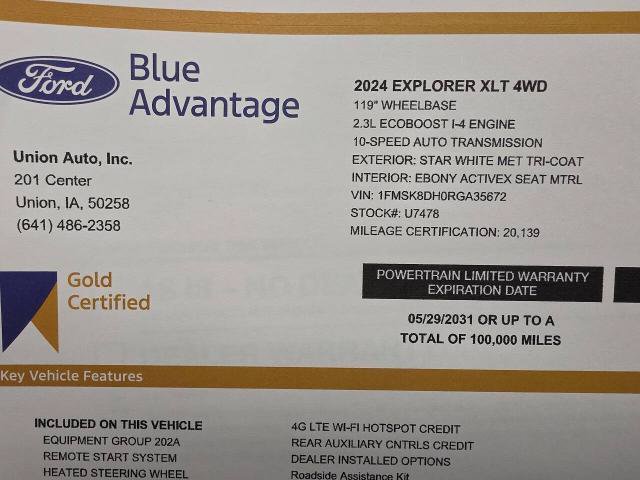 Certified 2024 Ford Explorer XLT w/ Equipment Group 202A AWD/4WD image 25