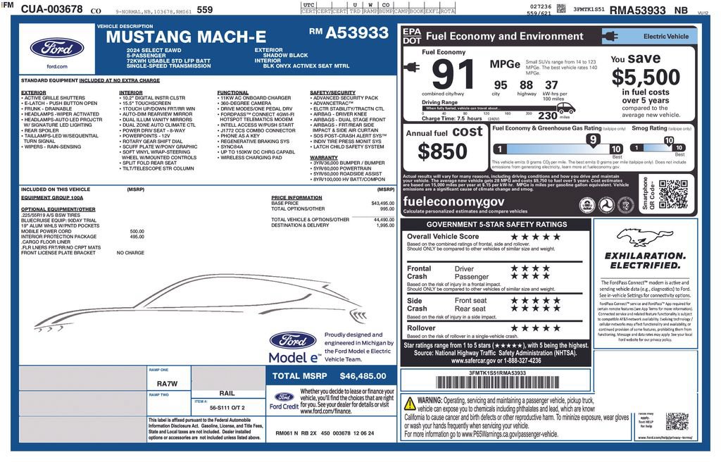 Certified 2024 Ford Mustang Mach-E Select AWD/4WD image 47