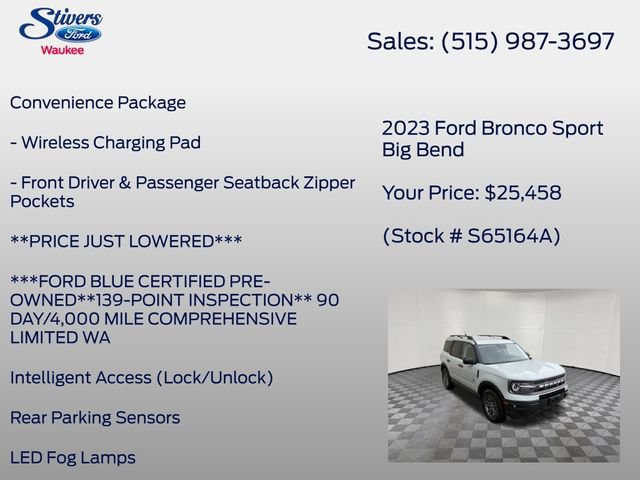Certified 2023 Ford Bronco Sport Big Bend w/ Convenience Package AWD/4WD image 16