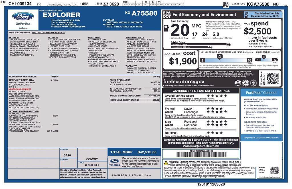 Certified 2019 Ford Explorer XLT w/ Equipment Group 202A FWD image 27