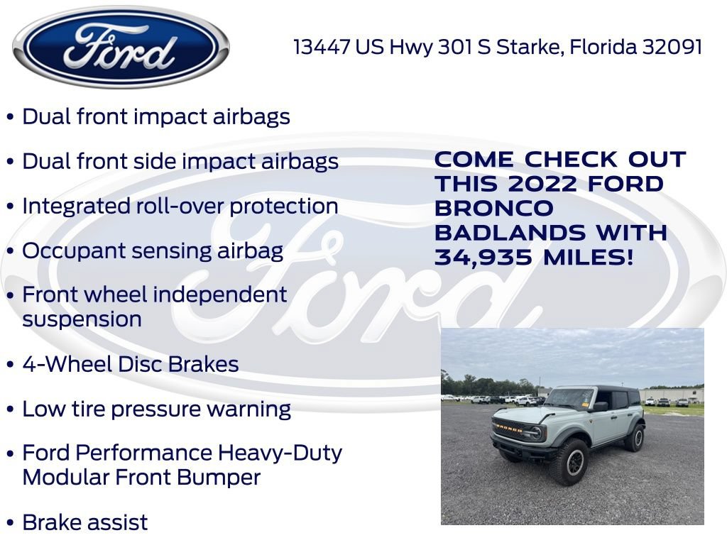 Certified 2022 Ford Bronco Badlands w/ Sasquatch Package AWD/4WD image 21