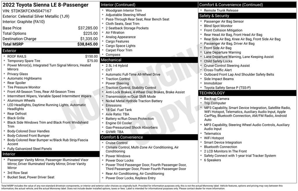Used 2022 Toyota Sienna LE AWD/4WD image 22