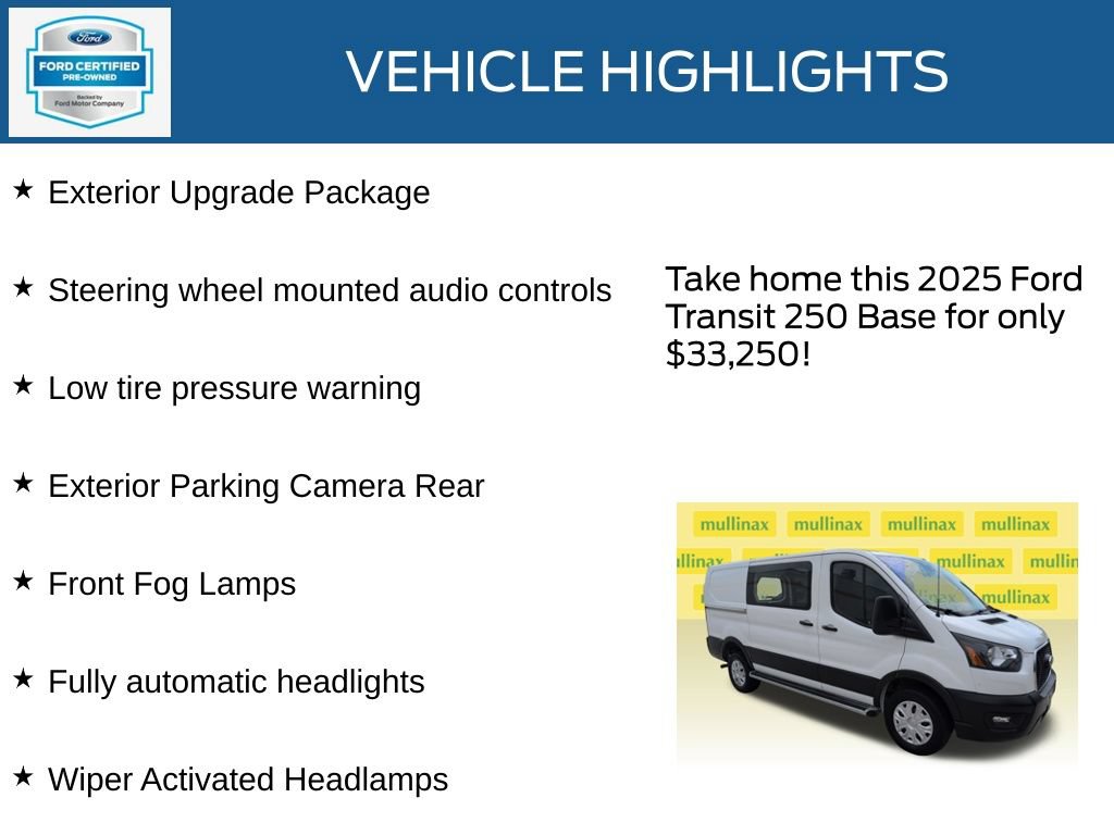 Certified 2025 Ford Transit 250 Low Roof w/ Exterior Upgrade Package RWD image 22