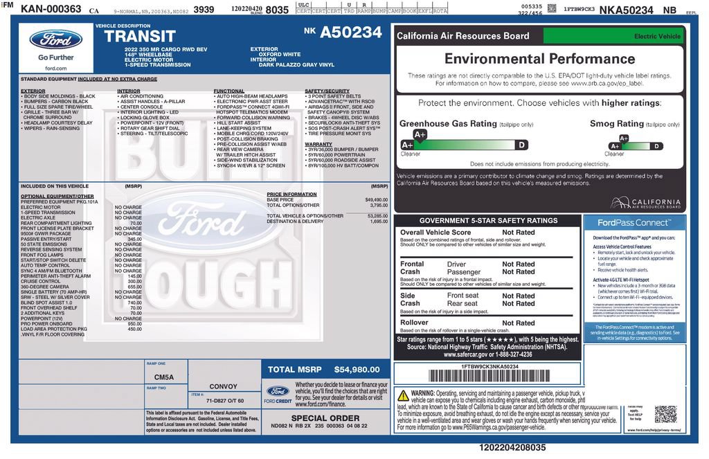 Certified 2022 Ford E-Transit Medium Roof w/ Load Area Protection Package RWD image 8