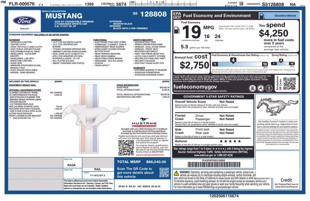 Certified 2025 Ford Mustang GT Premium w/ GT Performance Package image 3