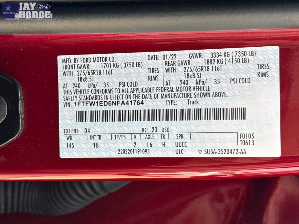 Certified 2022 Ford F150 XLT w/ Equipment Group 302A High image 32