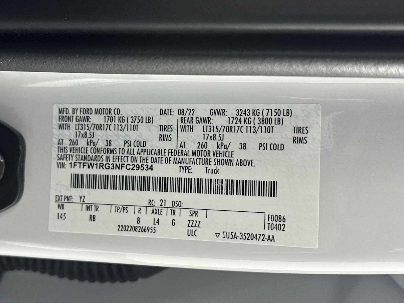 Certified 2022 Ford F150 Raptor w/ Equipment Group 801A High image 33