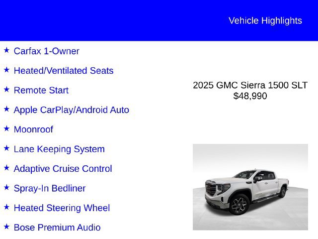 Used 2025 GMC Sierra 1500 SLT w/ SLT Premium Package AWD/4WD image 2