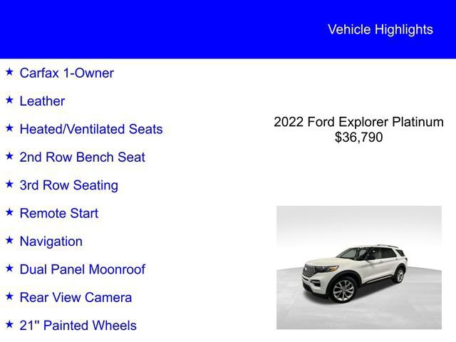 Certified 2022 Ford Explorer Platinum w/ Equipment Group 601A image 6