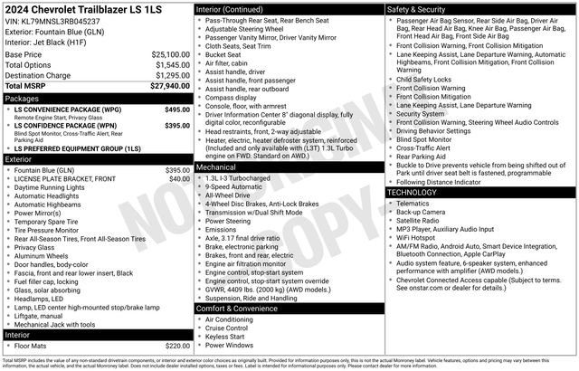 Used 2024 Chevrolet TrailBlazer LS w/ LS Convenience Package AWD/4WD image 32