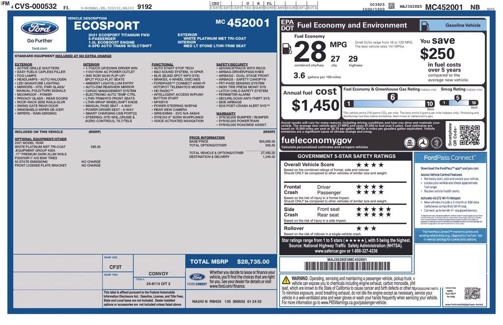 Certified 2021 Ford EcoSport Titanium FWD image 2