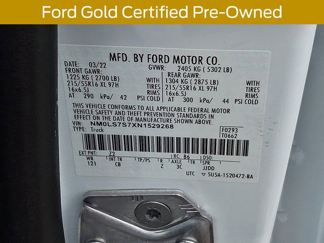 Certified 2022 Ford Transit Connect XL w/ CNG/LPG Engine Prep Package FWD image 30