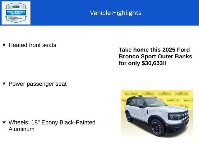 Certified 2025 Ford Bronco Sport Outer Banks w/ Outer Banks Tech Package+ image 29
