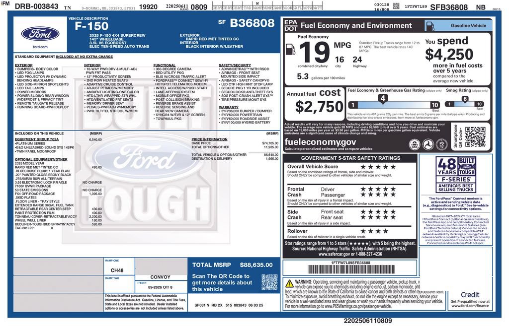Certified 2025 Ford F150 Platinum w/ Equipment Group 702A High AWD/4WD image 33