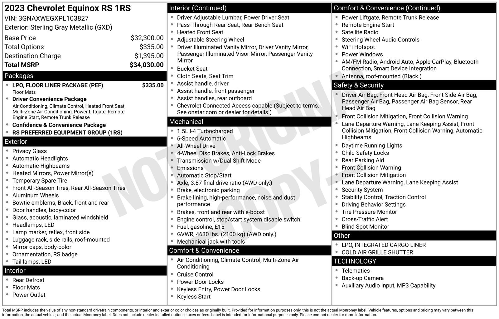 Used 2023 Chevrolet Equinox RS w/ LPO, Floor Liner Package AWD/4WD image 4