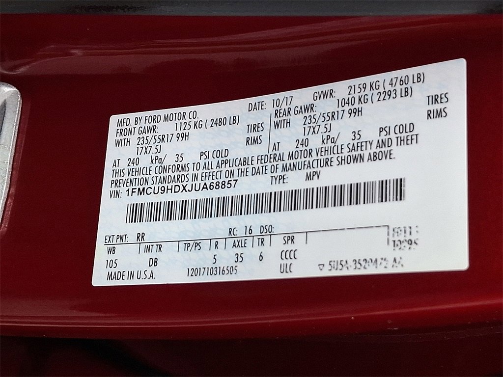 Certified 2018 Ford Escape SEL image 28