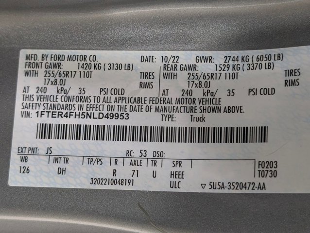 Certified 2022 Ford Ranger Lariat w/ Equipment Group 501A High image 11