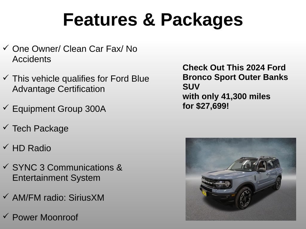 Certified 2024 Ford Bronco Sport Outer Banks w/ Tech Package AWD/4WD image 4