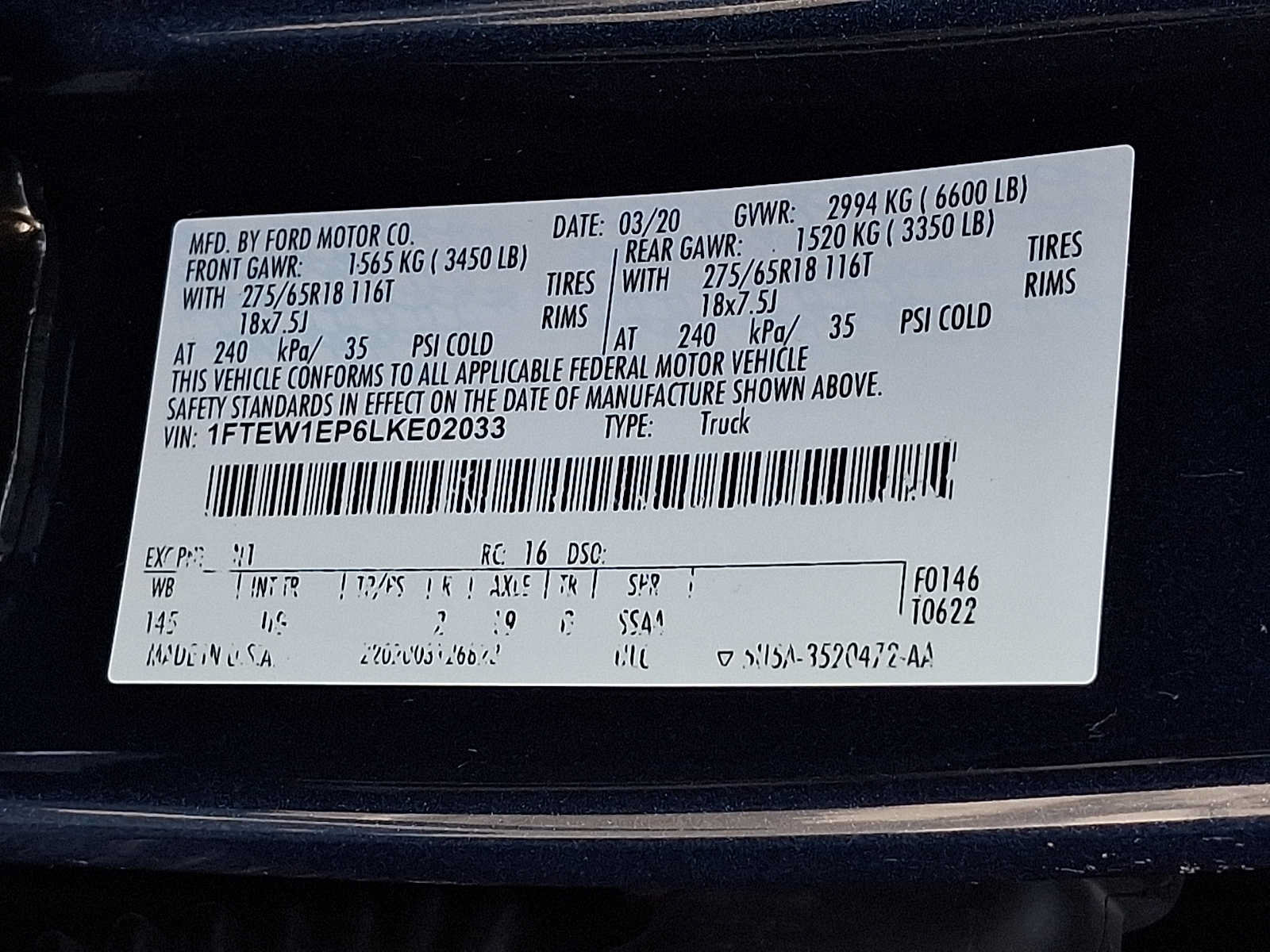 Certified 2020 Ford F150 XLT w/ Equipment Group 301A Mid AWD/4WD image 26
