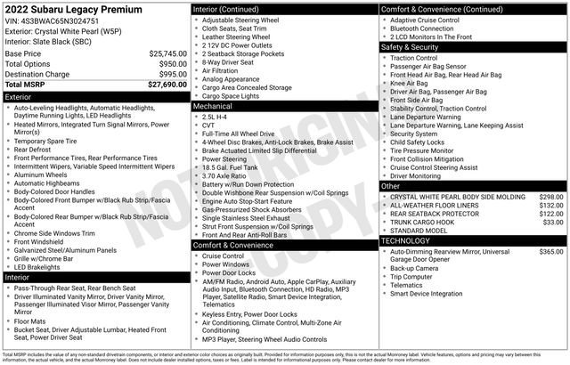 Used 2022 Subaru Legacy Premium image 33