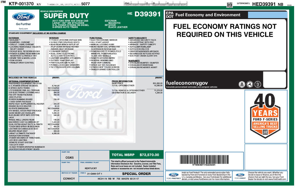 Certified 2017 Ford F350 Lariat w/ Lariat Ultimate Package AWD/4WD image 5