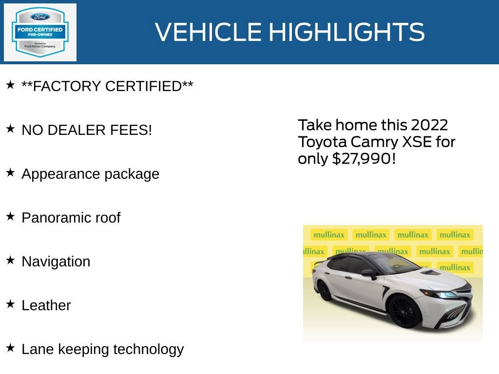 Used 2022 Toyota Camry XSE w/ Navigation Package FWD image 12